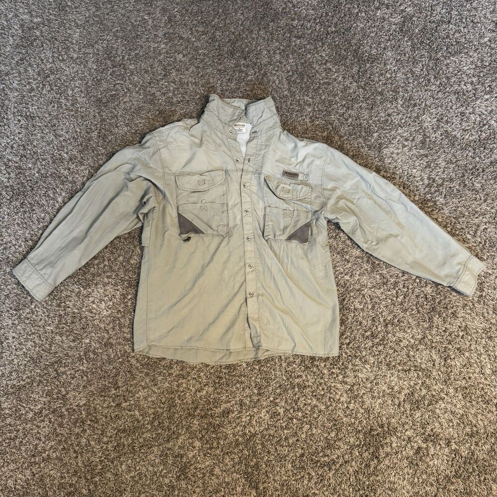 Magellan Sportswear Men’s XL Beige Khaki Ventilated Button-Up Fishing Shirt